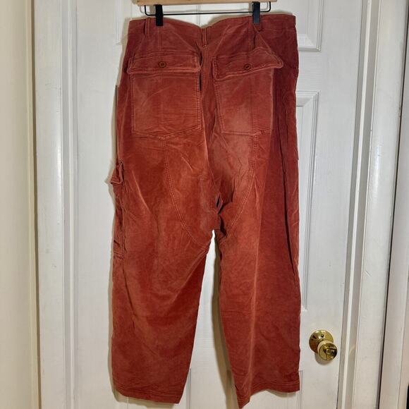 Free People Bay to Breakers Corduroy Button Closure Pants in Rosey Copper XLarge - Picture 5 of 12